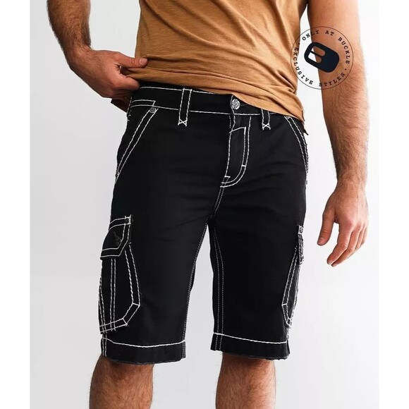 NWOT Rock Revival Men's  Shorts 32  Classic  Cargo Shorts BLACK - Picture 1 of 16